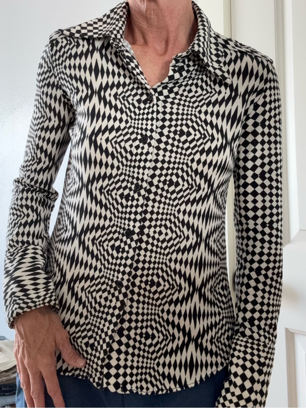 Zara Y2K knit black/white shirt sz M flawless!